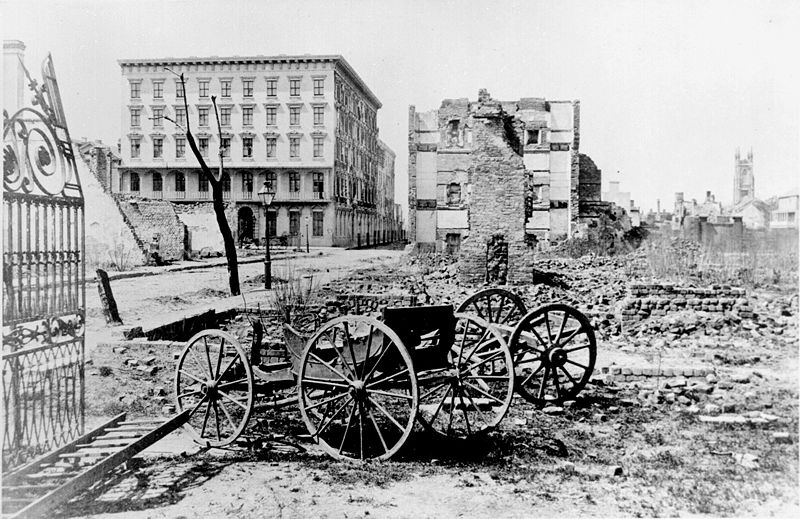 The ruins of Mills House and nearby buildings, Charleston, South Carolina